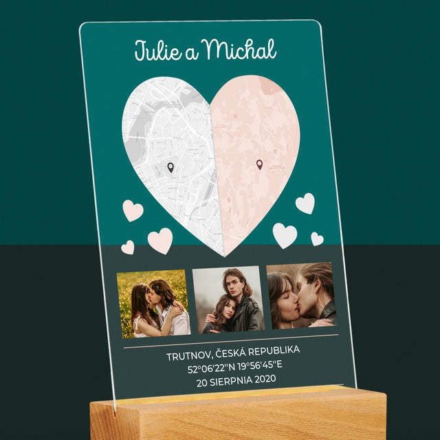 Mapa Města: Dvě Poloviny Srdce - Tisk Na Akrylovém Skle