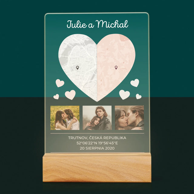 Mapa Města: Dvě Poloviny Srdce - Tisk Na Akrylovém Skle