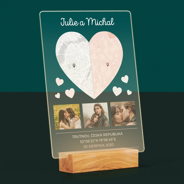 Mapa Města: Dvě Poloviny Srdce - Tisk Na Akrylovém Skle