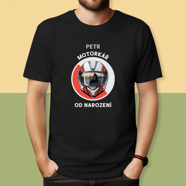 Foto a popis: Born a Biker - Pánské tričko s potiskem | CZ