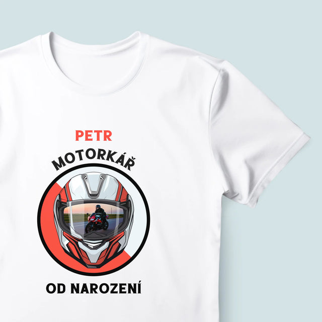 Foto a popis: Born a Biker - Pánské tričko s potiskem | CZ