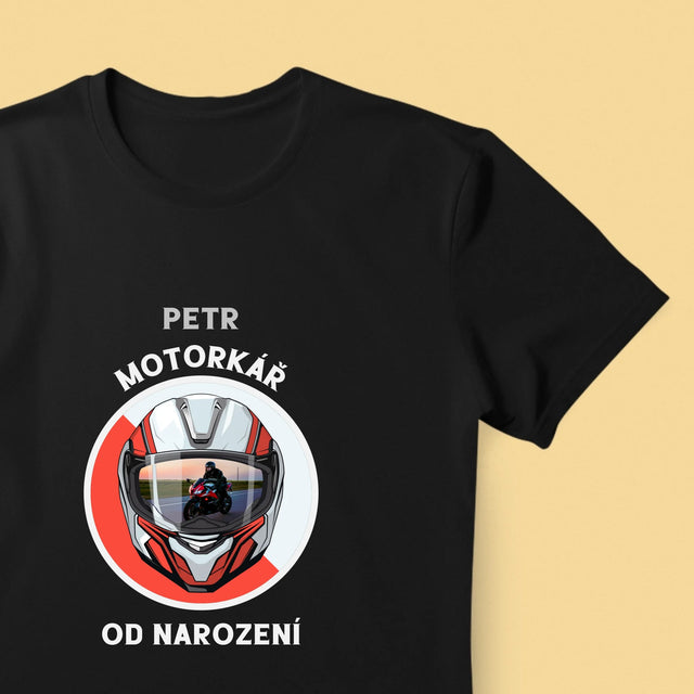 Foto a popis: Born a Biker - Pánské tričko s potiskem | CZ