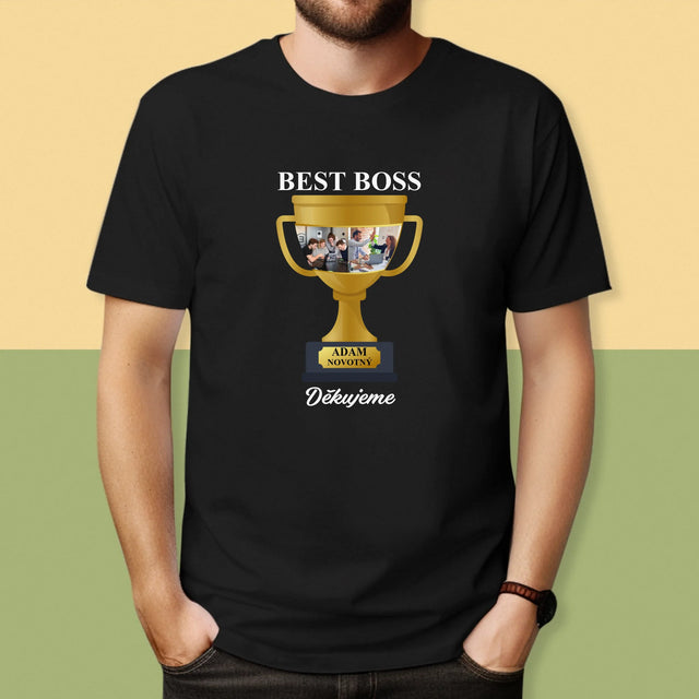 Fotokoláž: Best Boss Pohár - Pánské Tričko