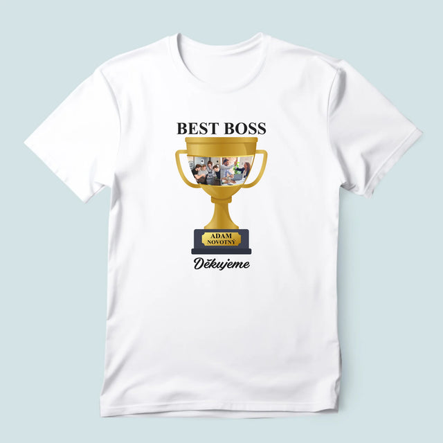 Fotokoláž: Best Boss Pohár - Pánské Tričko