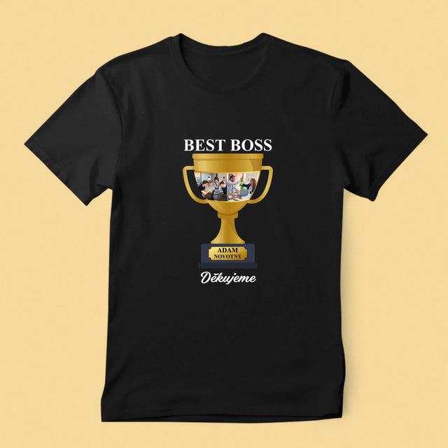 Fotokoláž: Best Boss Pohár - Pánské Tričko