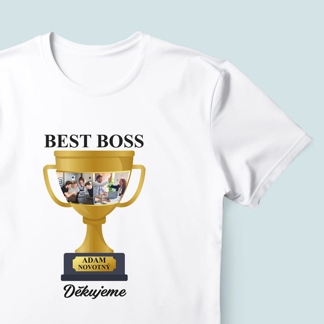 Fotokoláž: Best Boss Pohár - Pánské Tričko