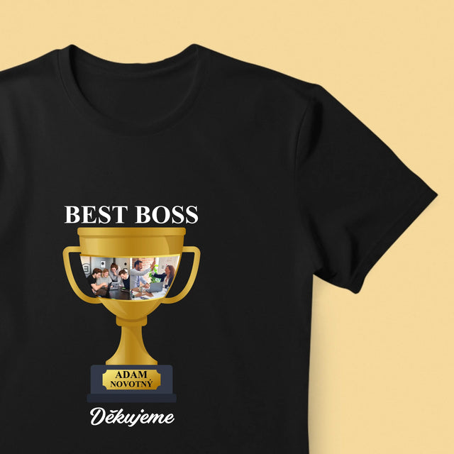 Fotokoláž: Best Boss Pohár - Pánské Tričko