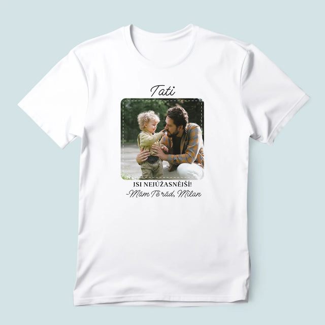 Fotka A Textem: Nejúžasnější Táta - Pánské Tričko