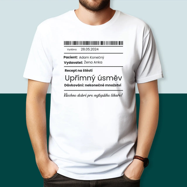 Jméno A Nápis: Recept Na Štěstí - Pánské Tričko