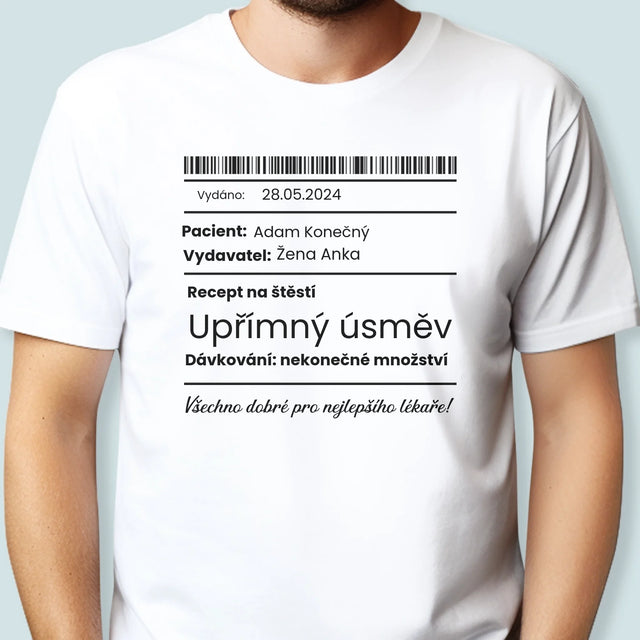 Jméno A Nápis: Recept Na Štěstí - Pánské Tričko