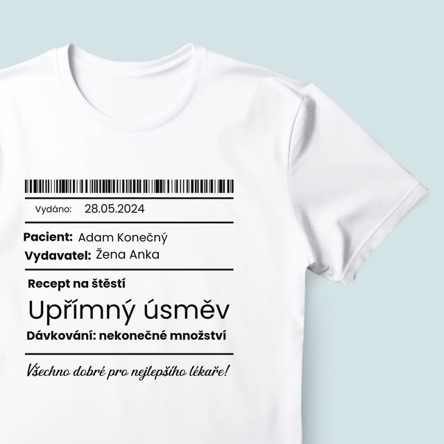 Jméno A Nápis: Recept Na Štěstí - Pánské Tričko