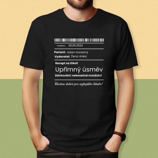 Jméno A Nápis: Recept Na Štěstí - Pánské Tričko