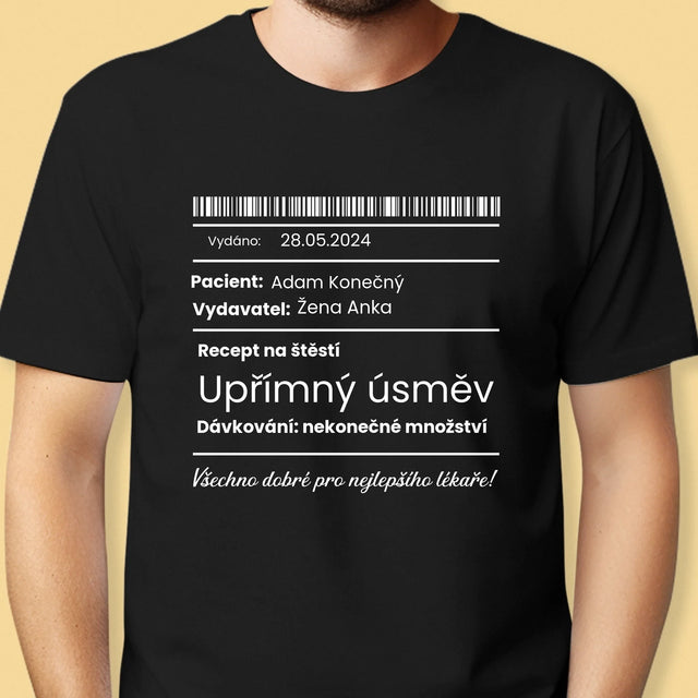 Jméno A Nápis: Recept Na Štěstí - Pánské Tričko