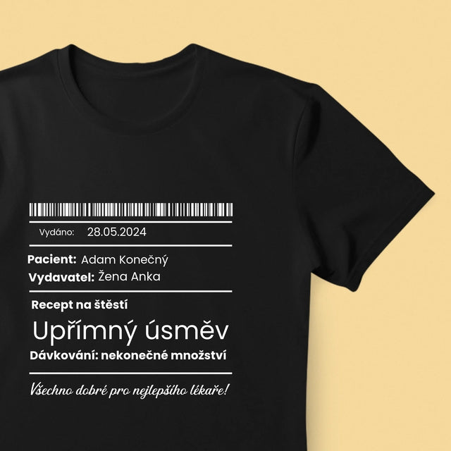 Jméno A Nápis: Recept Na Štěstí - Pánské Tričko