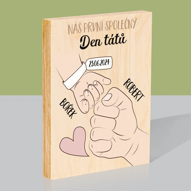 Jméno A Nápis: První Společný Den Tátů - Tisk Na Dřevo