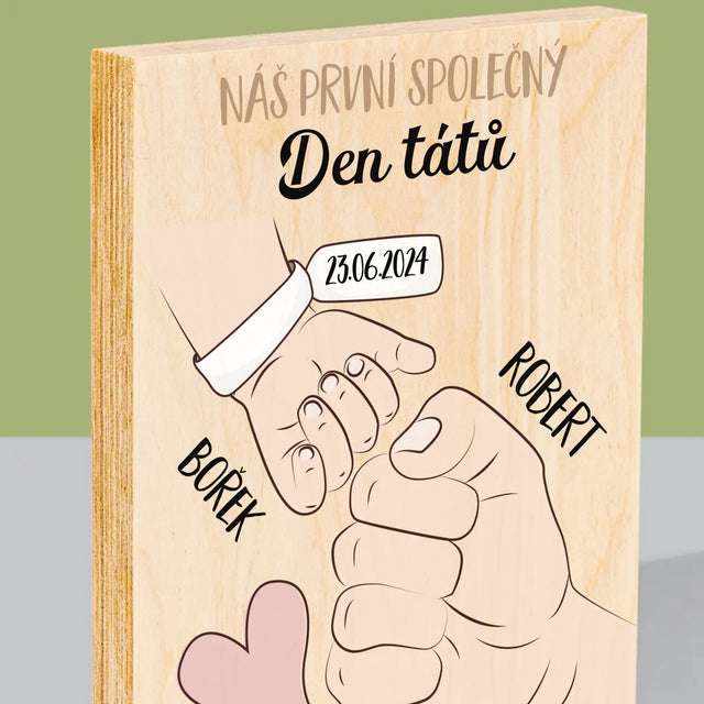 Jméno A Nápis: První Společný Den Tátů - Tisk Na Dřevo