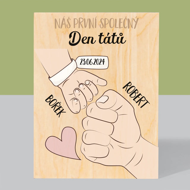 Jméno A Nápis: První Společný Den Tátů - Tisk Na Dřevo