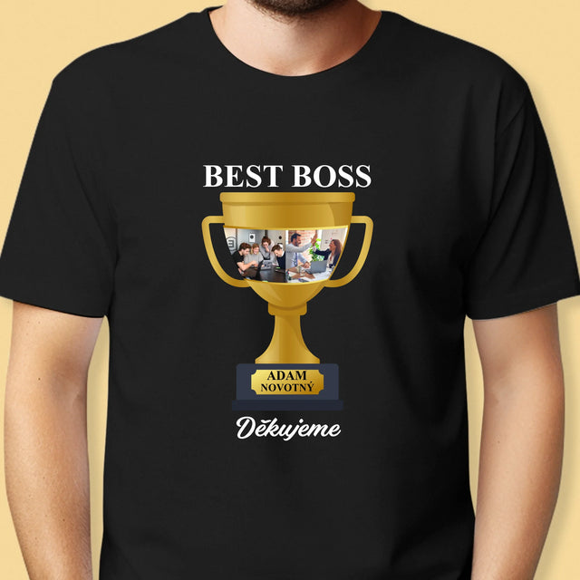 Fotokoláž: Best Boss Pohár - Pánské Tričko