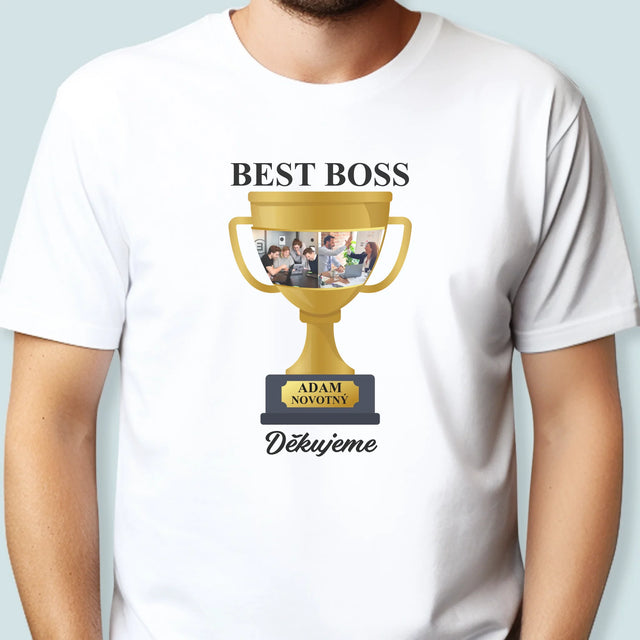 Fotokoláž: Best Boss Pohár - Pánské Tričko