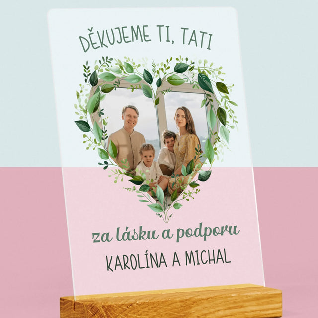 Fotka A Textem: Děkujeme, Tati - Tisk Na Akrylovém Skle