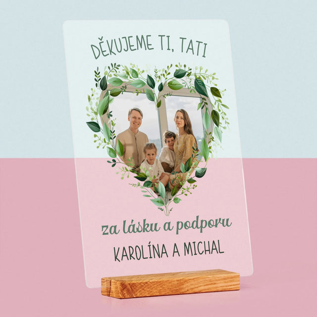Fotka A Textem: Děkujeme, Tati - Tisk Na Akrylovém Skle