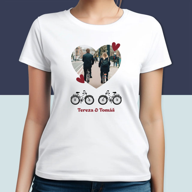 Fotka A Textem: Pár Na Kole - Damské Tričko