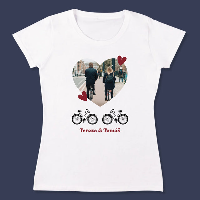 Fotka A Textem: Pár Na Kole - Damské Tričko