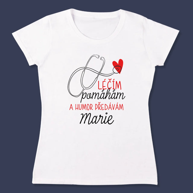 Jméno A Nápis: Léčím Pomáhám - Damské Tričko