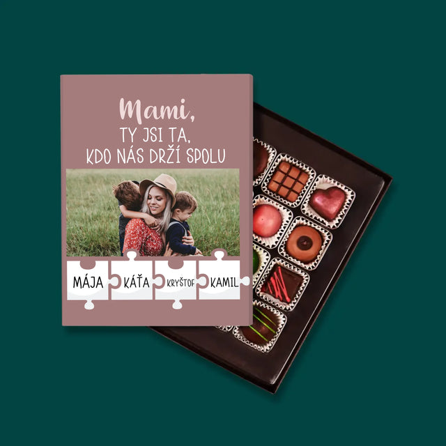 Fotka A Textem: Mami, Ty Jsi Ta, Kdo Nás Drží Spolu - Pralinky