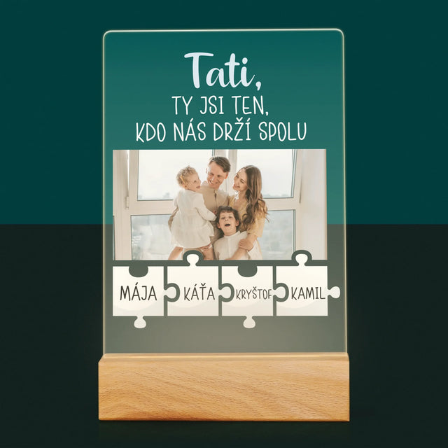 Fotka A Textem: Tati, Ty Jsi Ten, Kdo Nás Drží Spolu - Tisk Na Akrylovém Skle
