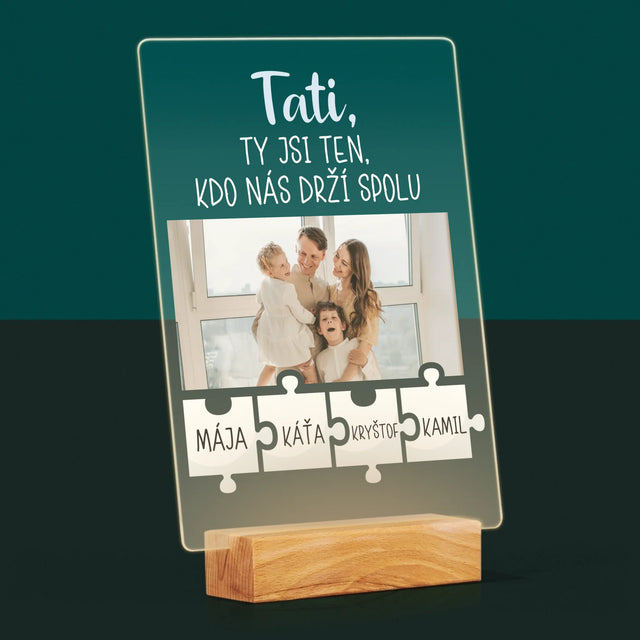 Fotka A Textem: Tati, Ty Jsi Ten, Kdo Nás Drží Spolu - Tisk Na Akrylovém Skle