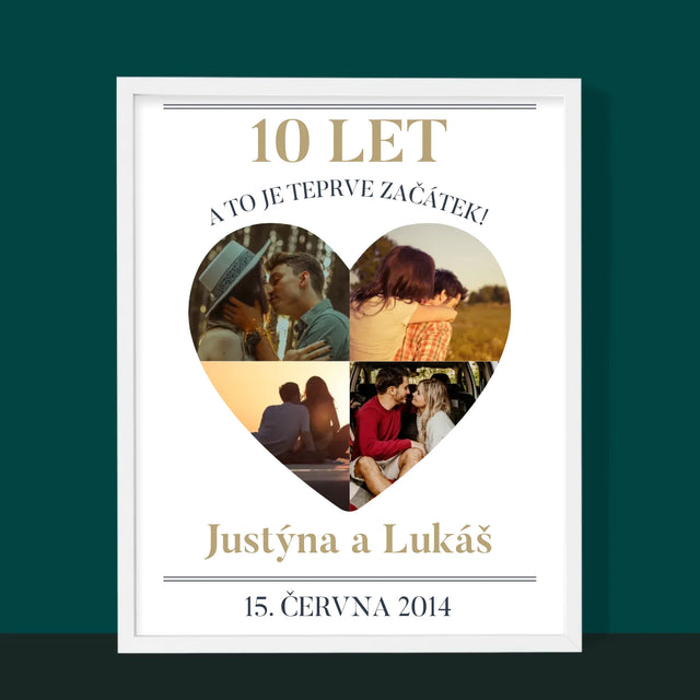 Tvar Z Fotek: Výročí Srdce - Tisk V Rámečku