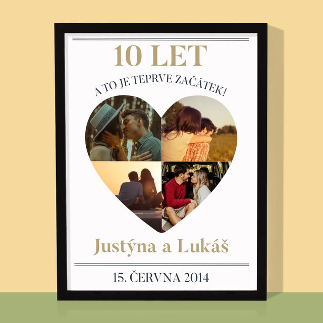 Tvar Z Fotek: Výročí Srdce - Tisk V Rámečku