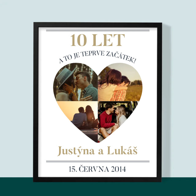 Tvar Z Fotek: Výročí Srdce - Tisk V Rámečku