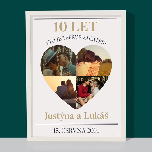 Tvar Z Fotek: Výročí Srdce - Tisk V Rámečku