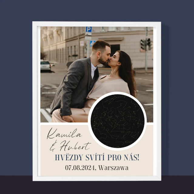 Hvězdná Mapa: Hvězdy Svítí Pro Nás - Tisk V Rámečku