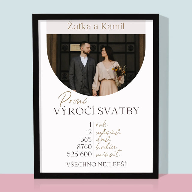 Fotka A Textem: První Výročí Svatby - Tisk V Rámečku