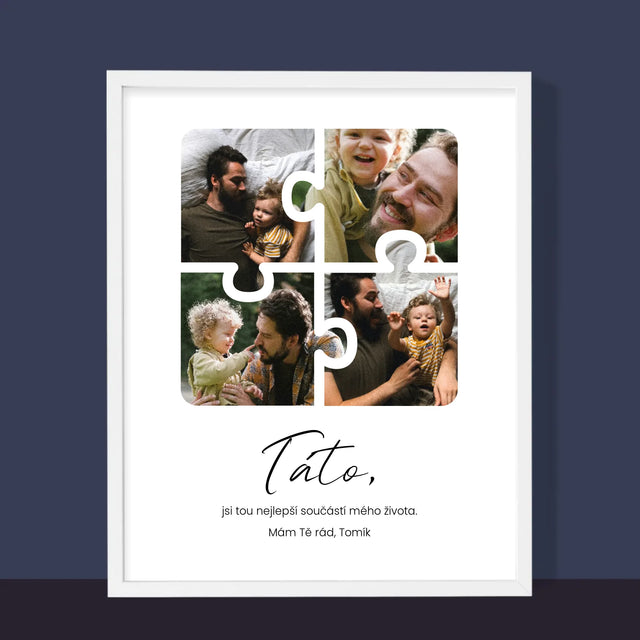 Fotokoláž: Puzzle Fotky Pro Tátu - Tisk V Rámečku