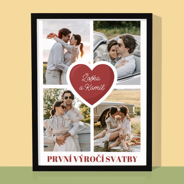 Fotokoláž: První Výročí Srdce - Tisk V Rámečku