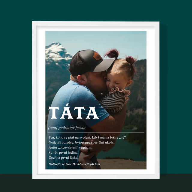 Fotka A Textem: Táta Definice - Tisk V Rámečku