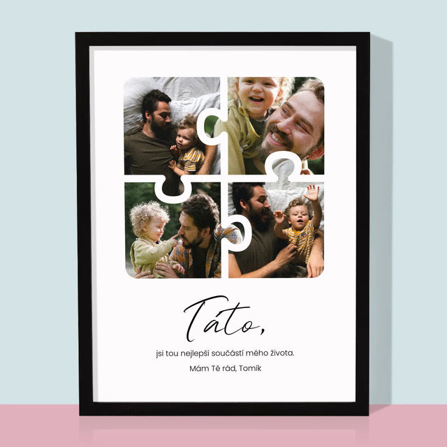 Fotokoláž: Puzzle Fotky Pro Tátu - Tisk V Rámečku