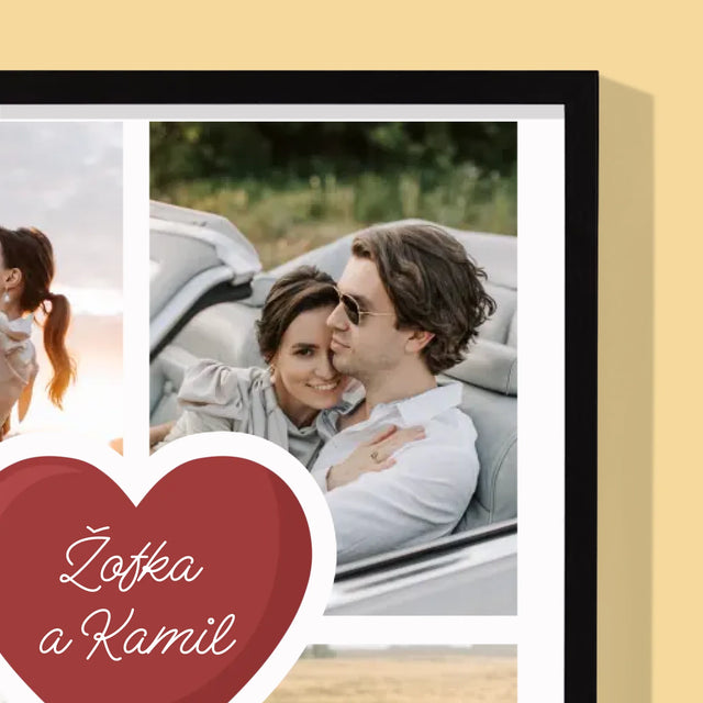 Fotokoláž: První Výročí Srdce - Tisk V Rámečku