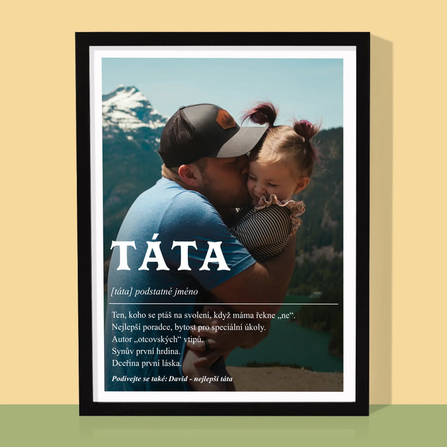Fotka A Textem: Táta Definice - Tisk V Rámečku
