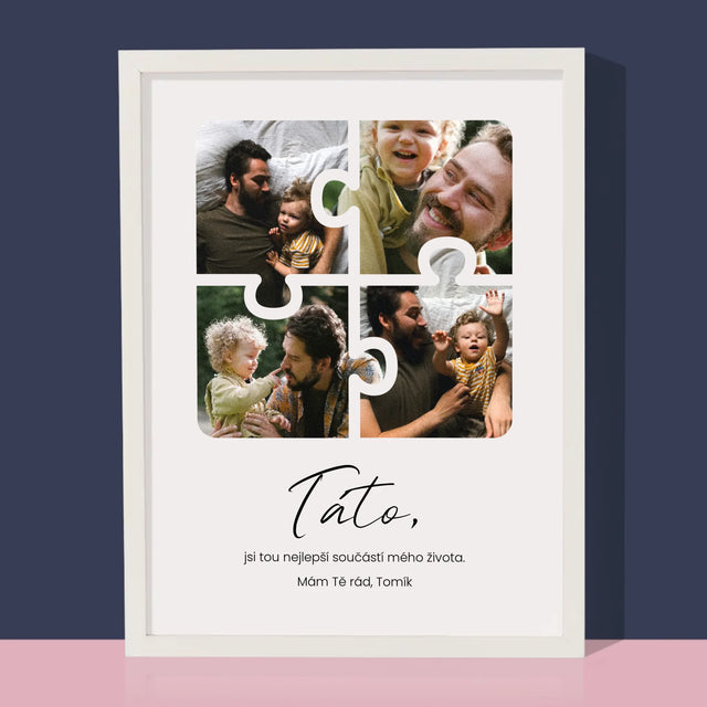 Fotokoláž: Puzzle Fotky Pro Tátu - Tisk V Rámečku