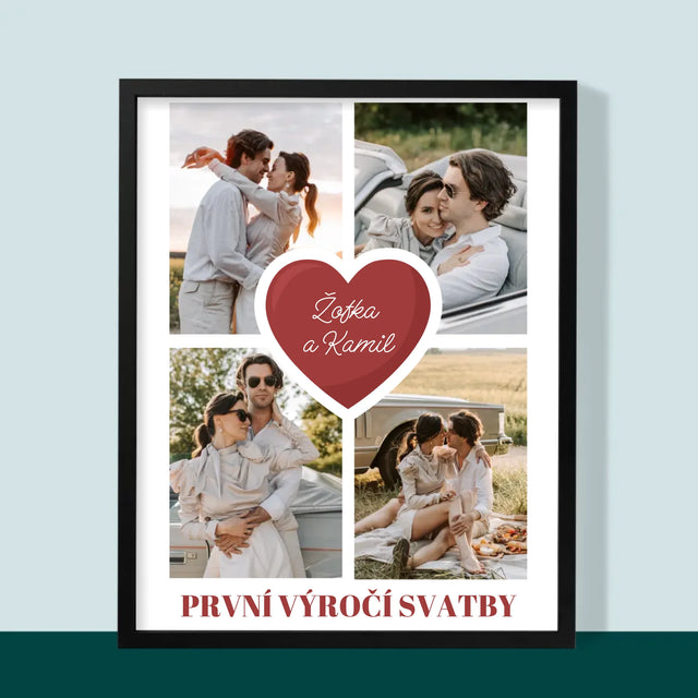 Fotokoláž: První Výročí Srdce - Tisk V Rámečku