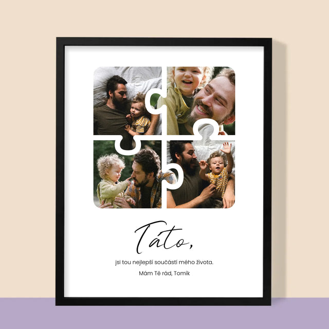 Fotokoláž: Puzzle Fotky Pro Tátu - Tisk V Rámečku