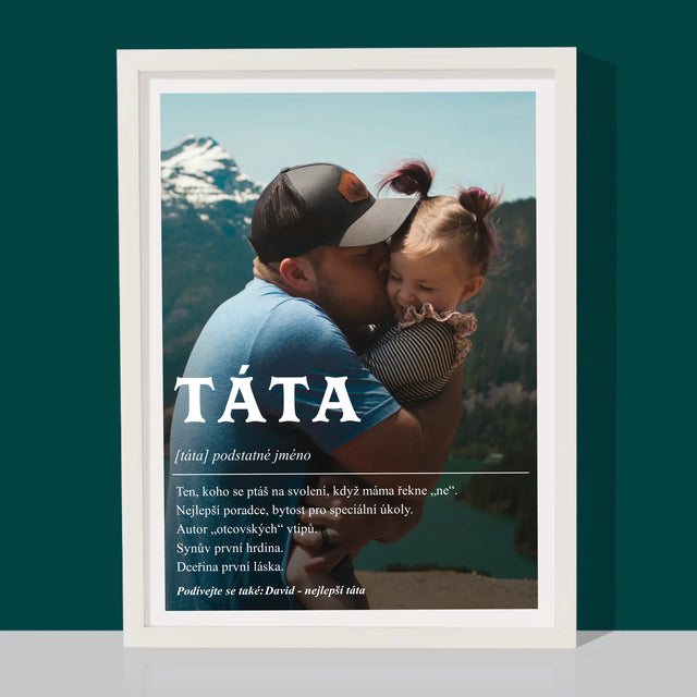 Fotka A Textem: Táta Definice - Tisk V Rámečku