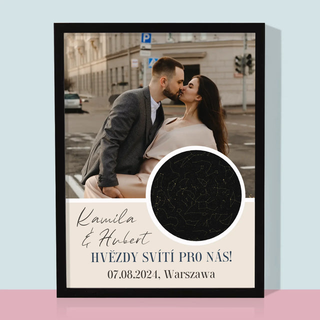 Hvězdná Mapa: Hvězdy Svítí Pro Nás - Tisk V Rámečku