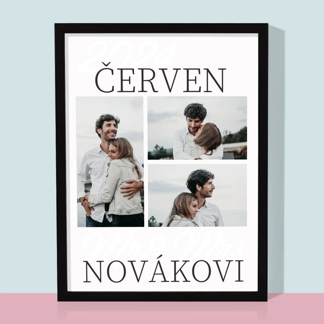 Fotokoláž: Mr&Mrs Datum - Tisk V Rámečku