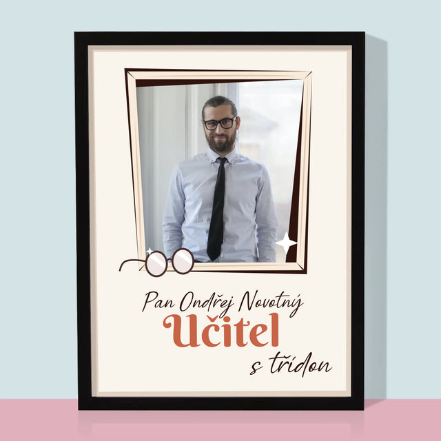 Fotka A Textem: Učitel S Třídou - Tisk V Rámečku